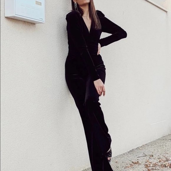 Zara Black Jumpsuit Velvet.  SZ S - Picture 5 of 6